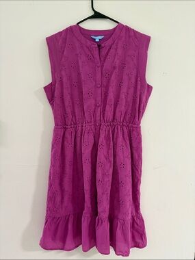 Draper James womens Fuchsia Eyelet Sleeveless Dress size Large